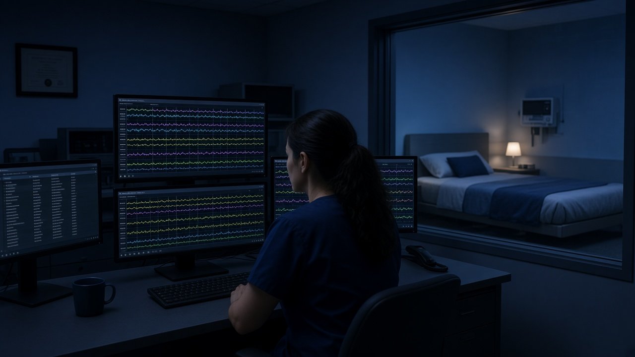 Sleep center billing coordinator reviewing polysomnography and home sleep test claims